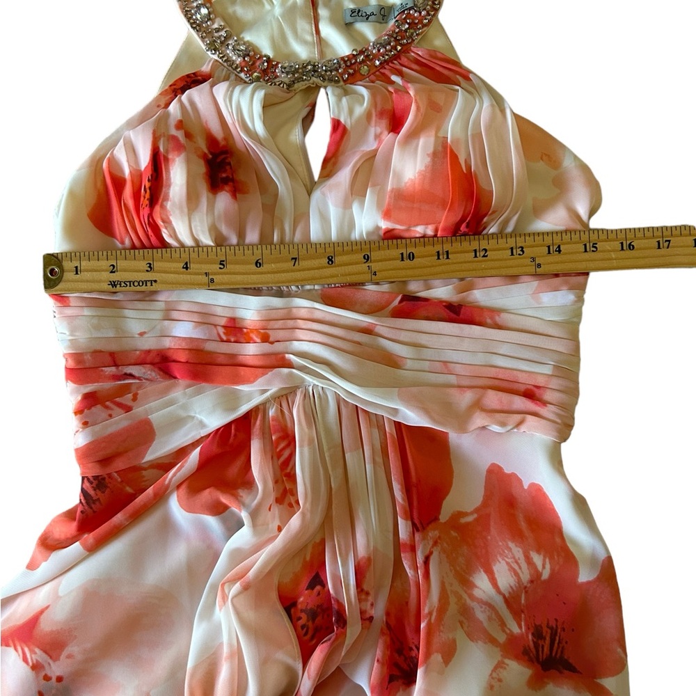 Eliza j fairycore floral romantic layer flowy maxi sz 4 dress whimsical coral - Picture 9 of 16